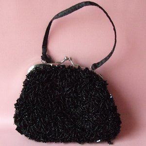 Little Beaded Black Evening Purse, 6 inches wide, 5 inches tall, 5 inches deep